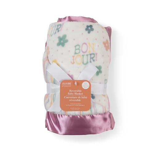 Image of JuJuBe x Studio Oh! Baby Essentials Reversible Baby Blanket - Soft Throw for Newborns & Infants, Ideal for Tummy Time, Home, Travel & Nursery Essentials - Bonjour Bebe