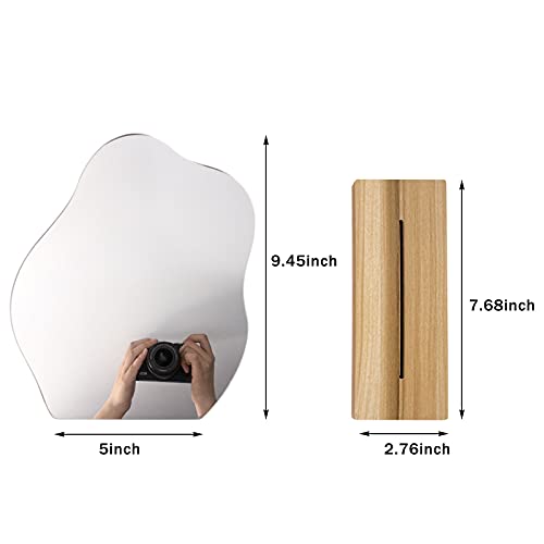 Tsyan Irregular Aesthetic Vanity Mirror Frameless, Makeup Mirror Decorative Desk Tabletop Acrylic Mirrors With Wooden Stand For Living Room And Minimal Spaces Home Decor - Cloud Shape #TOP3