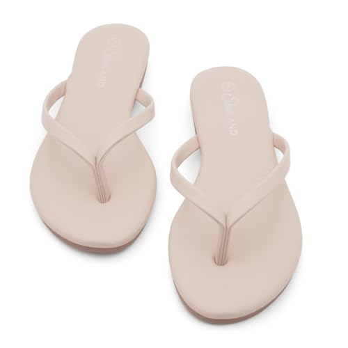 Image of Shoe Land Thong Flip Flops for Women, Memory Foam Flat Sandals, Lightweight Summer Slides, Non Slip Comfort Sandals for Beach, Travel and Everyday Wear