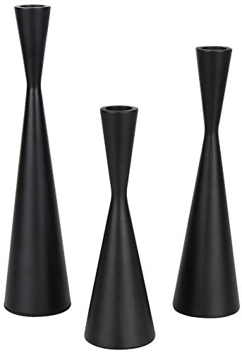 Vixdonos Set of 3 Metal Taper Candlestick Holders Black Candle Holders Table Decorative Candle Stand for Wedding Dinning PartyHome Decor Matte Black