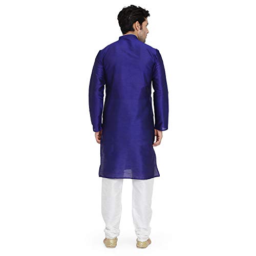 Kurta indien homme bleu pyjama ample et costume de fête - 5