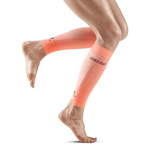 CEP - ULTRALIGHT Kompressionsstrümpfe Damen, Calf Sleeves korall/creme, Gr. S mit leichter Kompression, Stabilisierende Stutzen, Atmungsaktive Stützstrümpfe