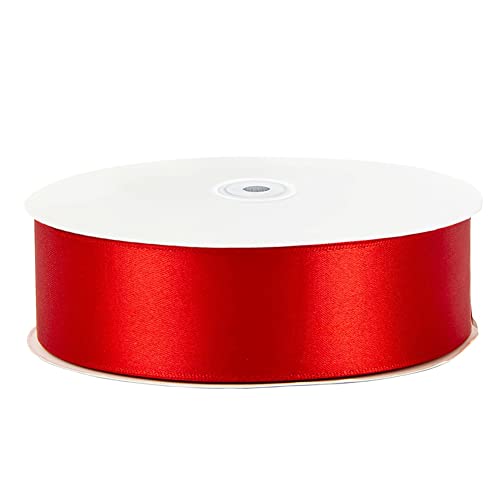 Image of Solid Color Double Faced Red Satin Ribbon 1-1 /2 inch X 50 Yards, Ribbons Perfect for Crafts, Wedding Decor, Bow Making, Sewing, Gift Package Wrapping and More