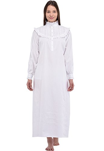 Lingerie de nuit coton blanc victorien grande taille vintage G48-WT