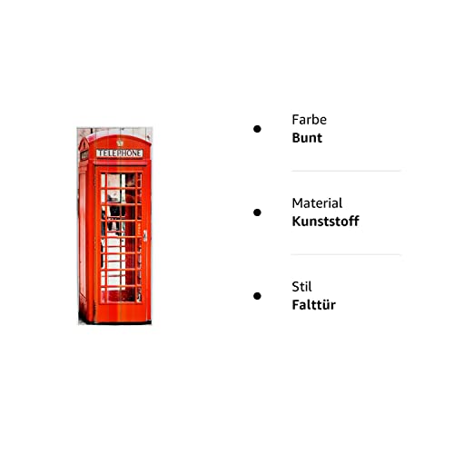 Falttür mit Motiv einer bunten Telefonzelle für Schiebetüren