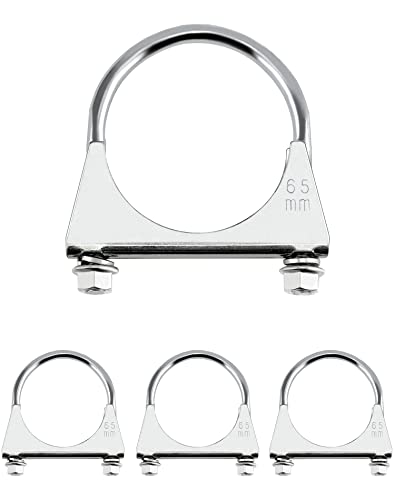 QWORK Zinc-Plated Carbon Steel U-Bolt Clamp 2.5 4 Pack Fits 2.5 OD Pipes for Exhaust Muffler & Gate Connection