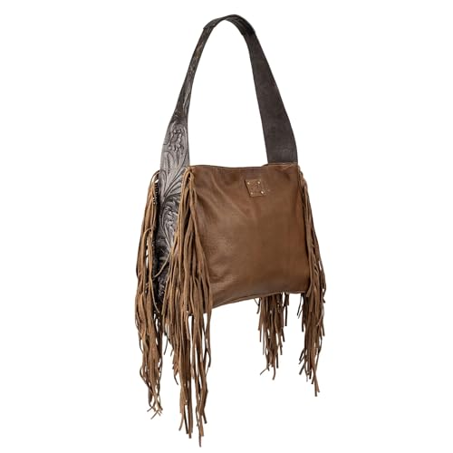 STS Ranchwear Womens Boho Cowgirl Faye Fringe Brown/Tan Leather Handbag Bag OS3