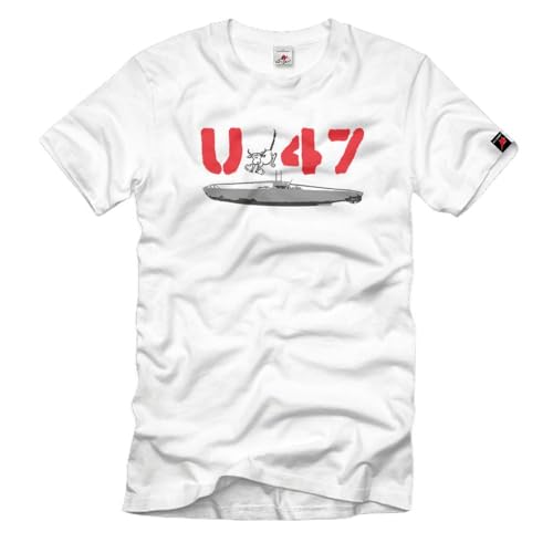 T-shirt Marine Uboot 47 U47 Günther Prien blanc avec emblème 2934