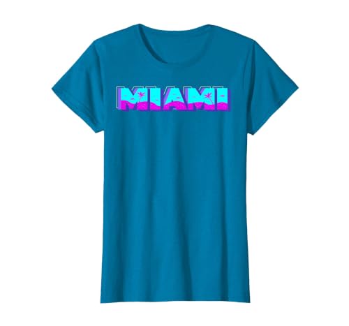 Miami - Florida Vaperwave Synthwave 80s Style Retro Design T-Shirt, Women, Sapphire Blue, XX-Large