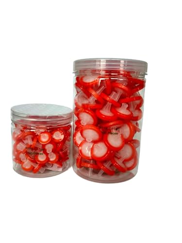 Image of Syringe Filters Hydrophobic PTFE Membrane 100PCS, 0.45um Pore Size,25mm Disc Diameter,HPLC and GC Needle Filter, Non-Sterile, High Throughput Lab Filtration, Barreled Packed
