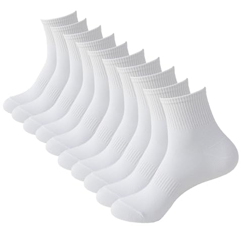 Image of WoWhite Ankle Socks for Woman Cotton Crew Socks Athletic Running 5 Pairs