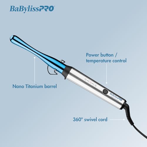 Image of BabylissPRO Nano Titanium Professional Curling Wand For All Hair Types, Reaches 430 Degrees For Long Lasting Curls