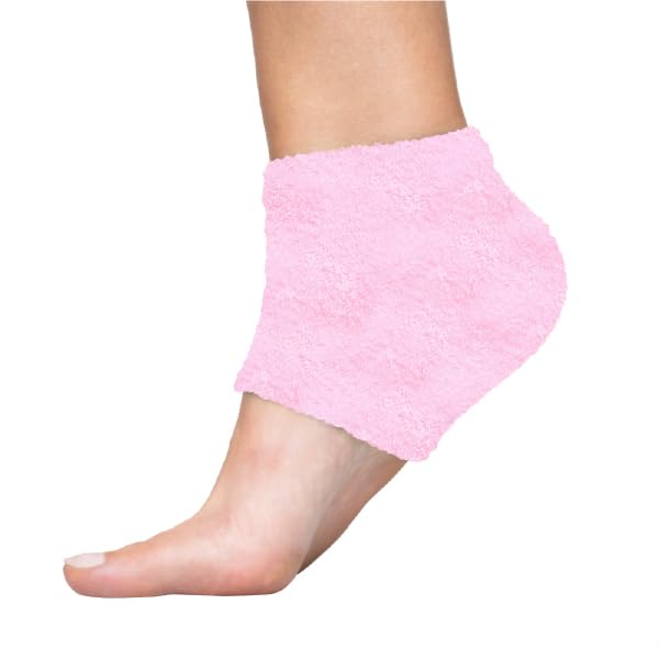 ZenToes Moisturizing Socks for Cracked Heel Treatment, Vitamin E, Olive Oil and Jojoba Oil Infused Heel Socks, Spa , (Fuzzy Pink, Regular)