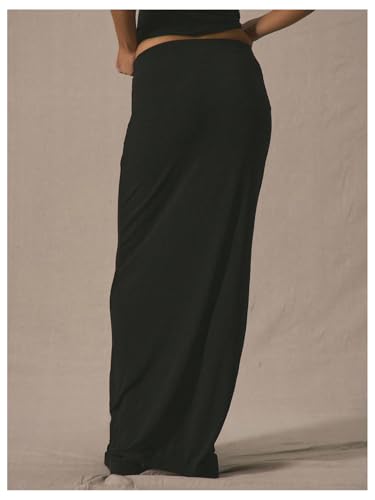 Floerns Women's Low Rise Long Skirts Stretchy Casual Pencil Maxi Skirt3