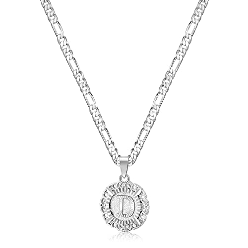 KissYan Initial Necklaces for Women (White Gold D)