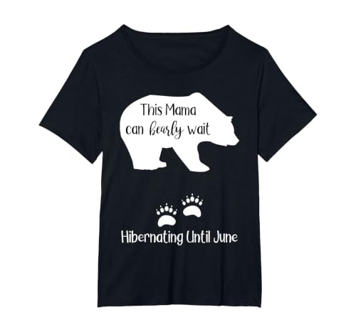 Pregnancy Shirt Announcement Due Date in June Mama Bear T-Shirt, Women's Plus, Black, 2X