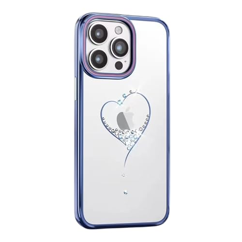 Coque iPhone 15 Pro diamant antichoc idéale pour sublimer vos photos et soirées chic bleu