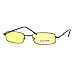 SA106 Small Mens Rectangular Metal Rim Classic Color Lens Sunglasses Gunmetal Yellow