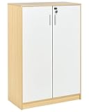 Beliani Büroschrank Hellbraun/weiß 117x80x40 cm abschließbar für Wohnzimmer Büro Zehna