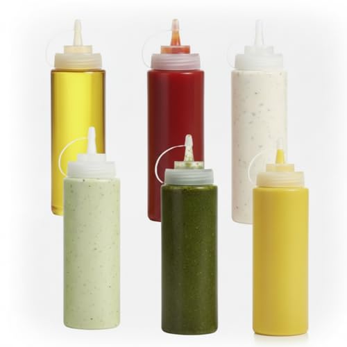 Image of Plastic Squeeze Bottle Ketchup Mustard Honey Sauce Dispenser Bottle - 650 ML (6pcs)