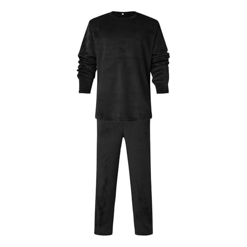 Mens Pajamas Set Velvet Fleece 2 Piece Pajamas Long Sleeve Pullover Tops Lounge Pants Sleepwear Casual Pjs Loungewear4