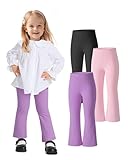Witwot 3 Pack Baby Girls Flare Pants Soft Cotton Toddler Bell Bottom Leggings Infant Clothes Pink/Purple/Black 5T
