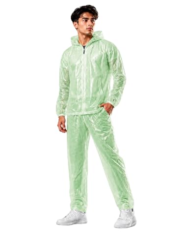Image of Krystle Men's PVC Rainsuit with Hoods and Side Pocket, 100% Waterproof Portable Rainwear (Multicolor,Multisize)