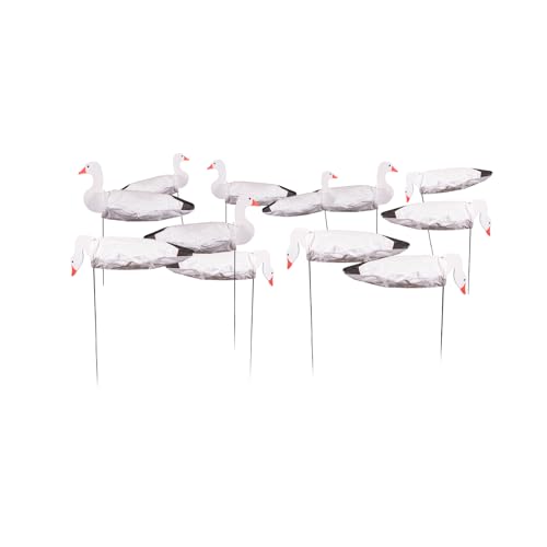 Avery GHG Pro-Grade Snow Goose Sock Decoys, 12-Pack | Durable Realistic Hunting Windsock Decoy Set with 36' Stable Foldable Ground Stakes, Resistant No-Glare Matte Bodies - with Heads (77602)