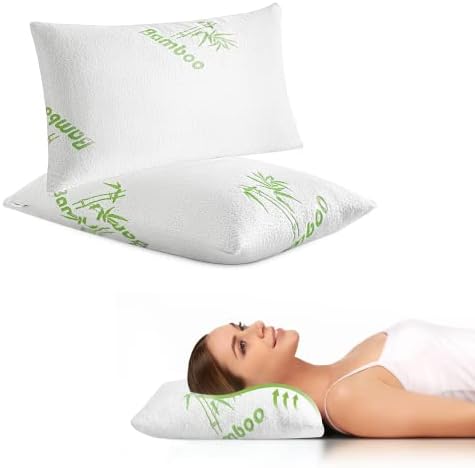 SHENGHOME Bamboo Cooling Pillows Queen Size Set of 2 Bed Pillows for Sleeping 2 Pack Back Stomach and Side SleeperPillows Soft Down Alternative Pillows with Washable Removable Zippered Breathable