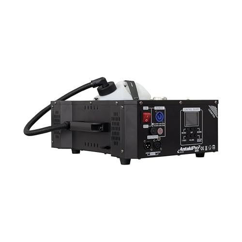 Máquina de humo 1500W con luces LED RGB, alta salida de humo 33,000 cu ft/min, altura de spray 6–8 metros, control DMX y remoto, tanque de 2.5L para efectos en escenario y fiestas miniatura 2
