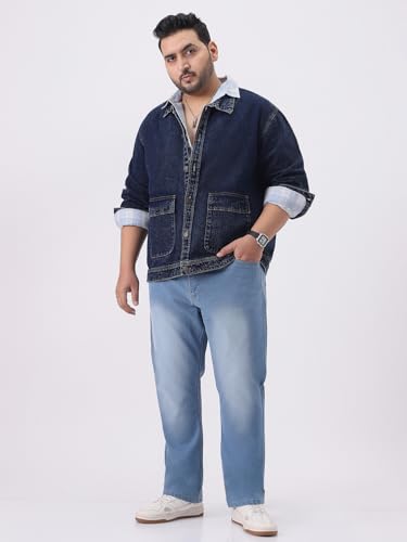 Image of Urbano Plus Men's Relaxed Fit Full Sleeve Utility Denim Jacket