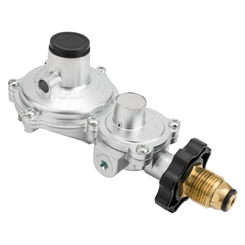 Image of ArrogantF 2 Stage Propane Regulator with Soft Nose POL Tank Conncction, Propane Tank Gas Regulator for 20–100lb Tank,3/8 NPT for RV, Vans, Grill, Heater, Trailers, Campers, ASME Tank, Generators