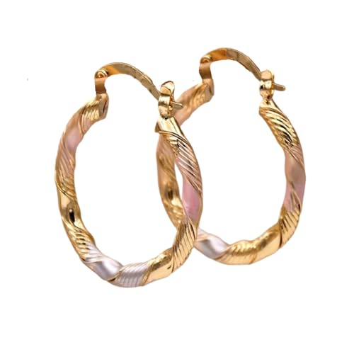 Dainty Hoop Earrings for Women Sparkling Cooper 14K Gold Plated Lightweight Womens Twisted Huggie Hoop Earrings 23mm