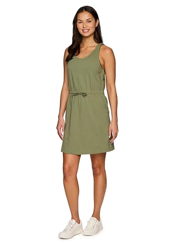 RBX Active Jersey Tank Dress Tunic for Women, Drawstring Waist Lightweight Heathered Cotton Blend Sun Dress with Pockets3