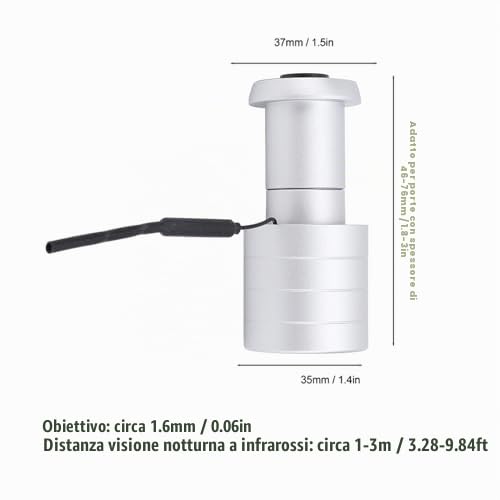 Telecamera per Spioncino 2 in 1, Obiettivo Grandangolare 1080P 2MP 120° Spioncino per Spioncino WIFI, Specchio per Porta di Controllo APP per Casa, Ufficio