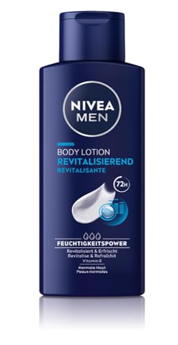 NIVEA MEN Loción corporal revitalizante, crema corporal no grasa con vitamina E, leche corporal de absorción rápida y refrescante para piel normal (250 ml)