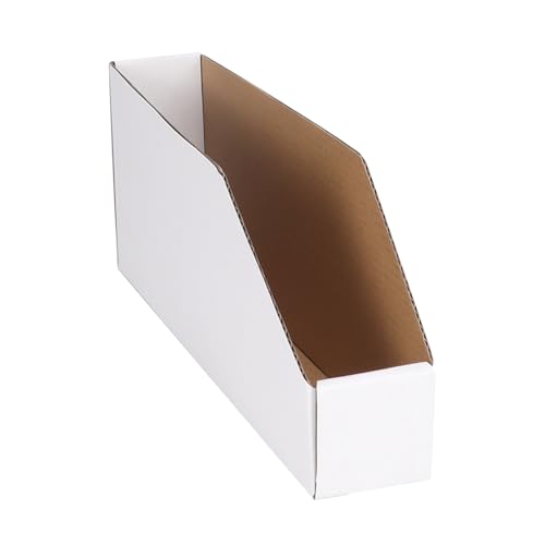 Image of EXYGLO Cardboard Boxes, Pack of 35 Corrugated Storage Bins 12x2x4.5 inch Pantry Organizer Bins for Shelves Garage Office Organization