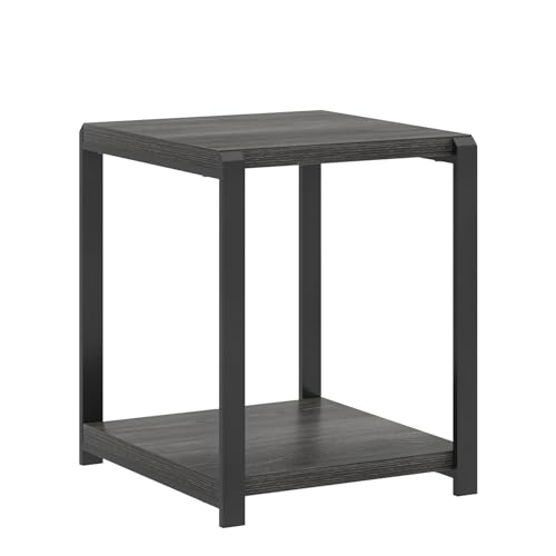 FOLUBAN Modern Side Table, Square End Table with Storage Shelf for Living Room, Rustic Industrial Wood Nightstand for Bedroom, Dark Gray by FOLUBAN - Image 9