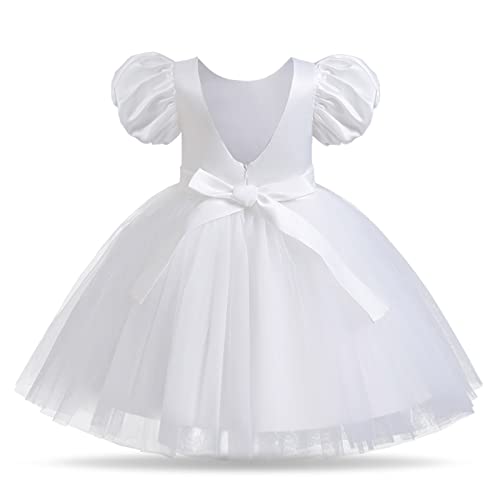 Vestido infantil de verão manga bolha arco vestido de princesa passarela vestido de desempenho para