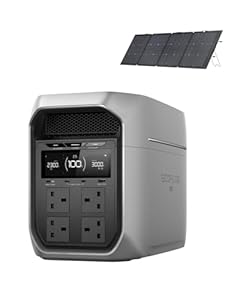 EF ECOFLOW Portable Power Station DELTA 3 Max Plus with 220W Bifacial Solar Panel, 1000W Solar Input, Expandable Capacity Up to 10kWh, 10ms UPS, Portable Power Station 2048Wh, Home Backup & RV Camping