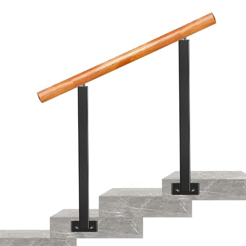 Rambarde d'escalier extérieure robuste et rampe en bois stable 3 marches