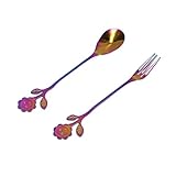 felgen hochglanzpolieren selber machen  Löffel-Gabel-Set, Hochglanzpolieren Zuverlässiger langlebiger Dessertlöffel für die Hochzeit für die Küche für Zuhause(Bunt)