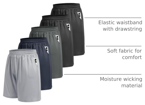 BOOJO 5 Pack Athletic Gym Mens Shorts - Workout Black Quick Dry Basketball Shorts with Pockets for Running Casual Activewear by BOOJO - Used condition - Image 3