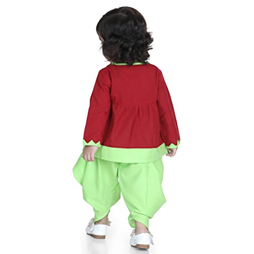 Image of BownBee Ethnic Wear Cotton Kurta Dhoti Traditional Dress Set for Baby Boys, Front Open Embroidered With Full Sleeves and V Neckline, Ideal for All Festivals