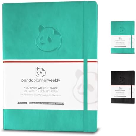 Panda Planner Undated Weekly Planner for Productivity & Happiness- 1 Year Planner - 8.5 x 11" - Softcover - Weekly Layout, Calendar, Journal, Daily Gratitude, Personal Organizer (Turquoise)