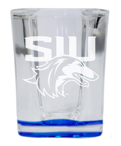Vaso shot grabado con base azul para licor 2 oz