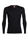 Icebreaker Merino Men's Tech Top Long Sleeve Crewe Top, Black/Black, Large
