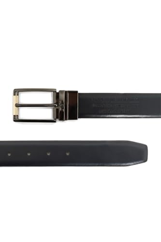 Image of Louis Philippe Men's 100% Italian Leather Dual Tone Zinc Alloy Buckle Formal Reversible Belt