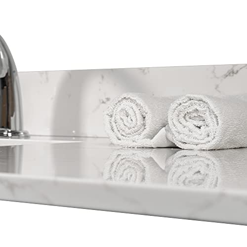 43"X22" Bathroom Stone Vanity Top Engineered Stone Carrara White Marble Color With Rectangle Undermount Ceramic Sink And Single Faucet Hole With Back Splash #TOP3