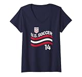 Women's Sebastian Berhalter 14 Navy USMNT Officially Licensed V-Neck T-Shirt